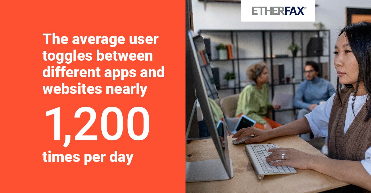 ETHERFAX's tweet photo. Hard to believe the average user wastes 9% of their annual time at work on #app switching. Our #DirectFax Teams integration can help! https://t.co/ig954lG4kx @HarvardBiz https://t.co/UzqKi4kPso