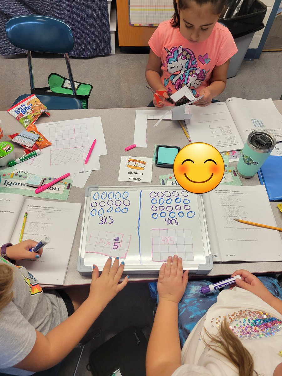 marcydeschaine's tweet photo. Respresenting multiplication with whole class arrays, grid paper arrays, and drawing our own arrays! #attheview https://t.co/t0JebiUNd2