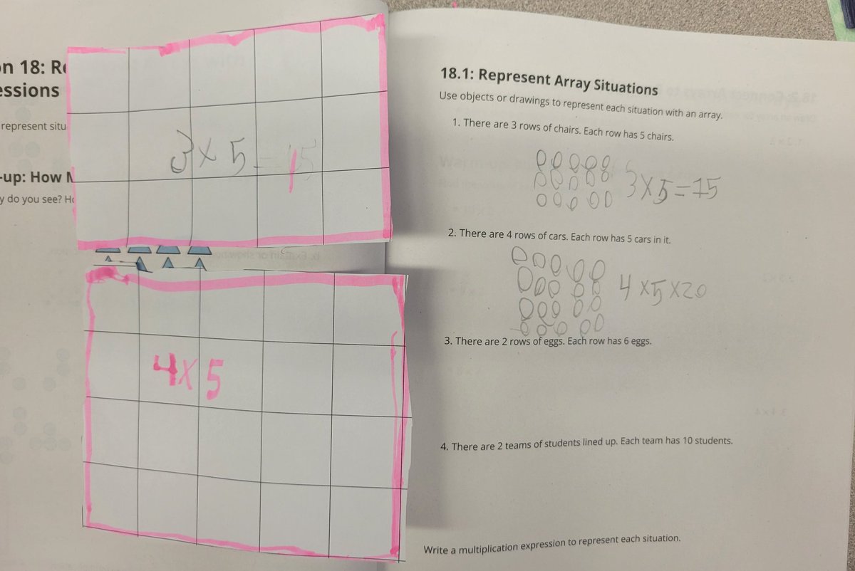 Respresenting multiplication with whole class arrays, grid paper arrays, and drawing our own arrays! #attheview