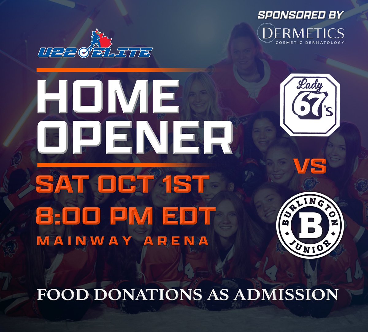 OUR HOME OPENER IS THIS SATURDAY

We are asking for a donation of non-perishable food items as admission to the rink

The show starts @ 8pm sharp so make sure you’re on time! 

See you there 😏

#CudaNation #GoCudas #game1 #homeopener #hockey #U22Elite #nhl #StrongerTogether