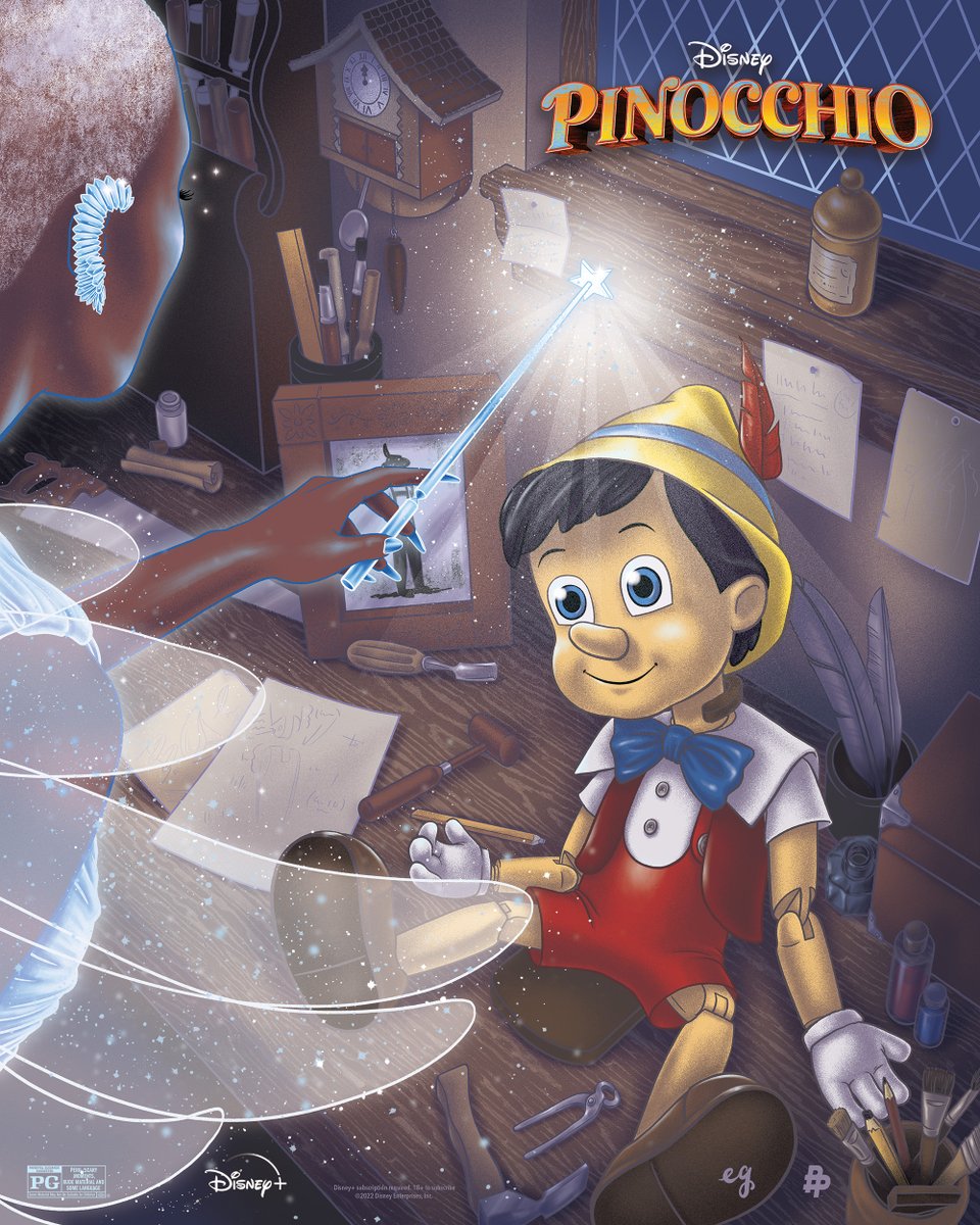 The Blue Fairy makes wishes come to life in the all new #Pinocchio now streaming on @DisneyPlus 🌠🧚 🎨: @erinillustrates