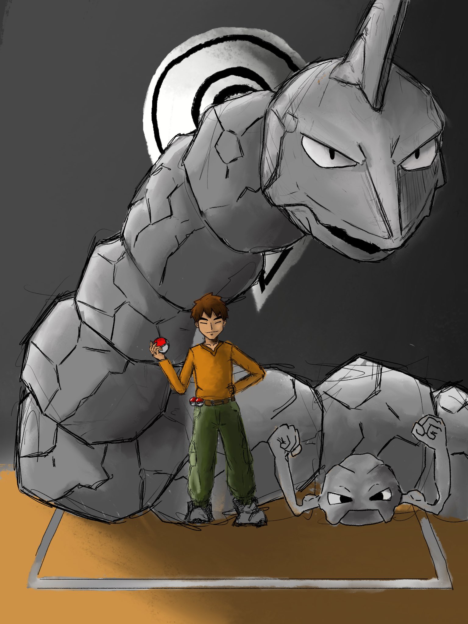 onix, geodude, roark, and cranidos (pokemon and 1 more) drawn by star_light
