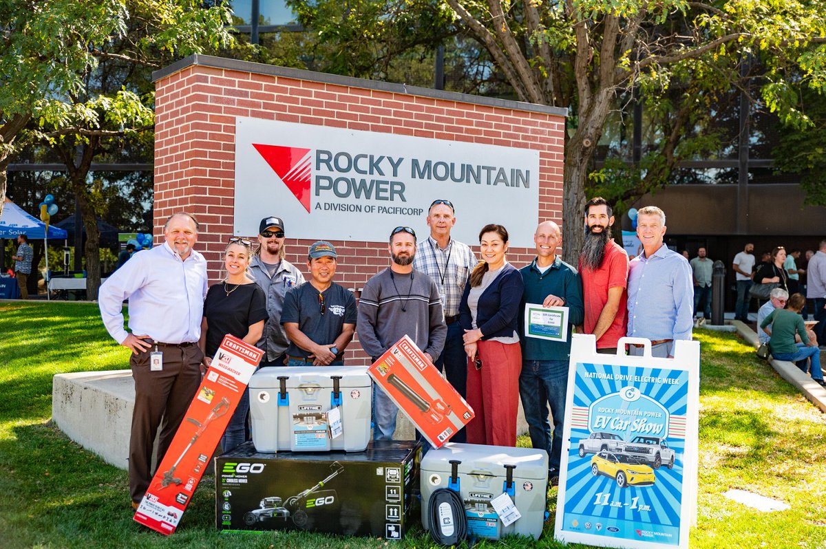 RMP_Utah's tweet photo. National Drive EV Car show hosted by Rocky Mountain Power was a huge success! Thanks to everyone for coming over to view some of the latest EVs on the market. Attendees also had the opportunity to talk to industry experts about EV adoption, technology trends, incentives, etc. https://t.co/oaqrKd7ZQD