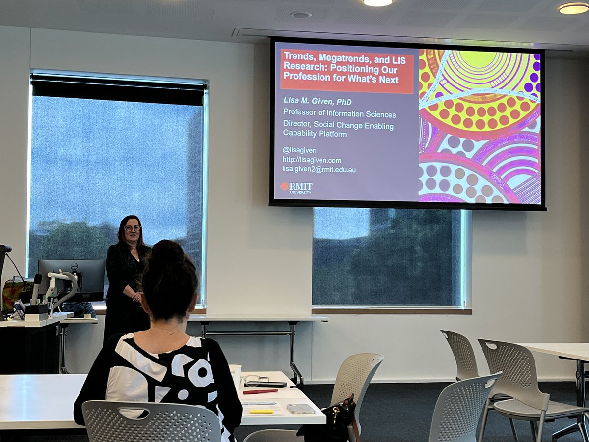 dujiarainy's tweet photo. @lisagiven addresses keynote on research futures - positioning our profession for what’s next for LIS @LARKollektive #LARK2022 #EnableChange https://t.co/DmtJl8jGmy