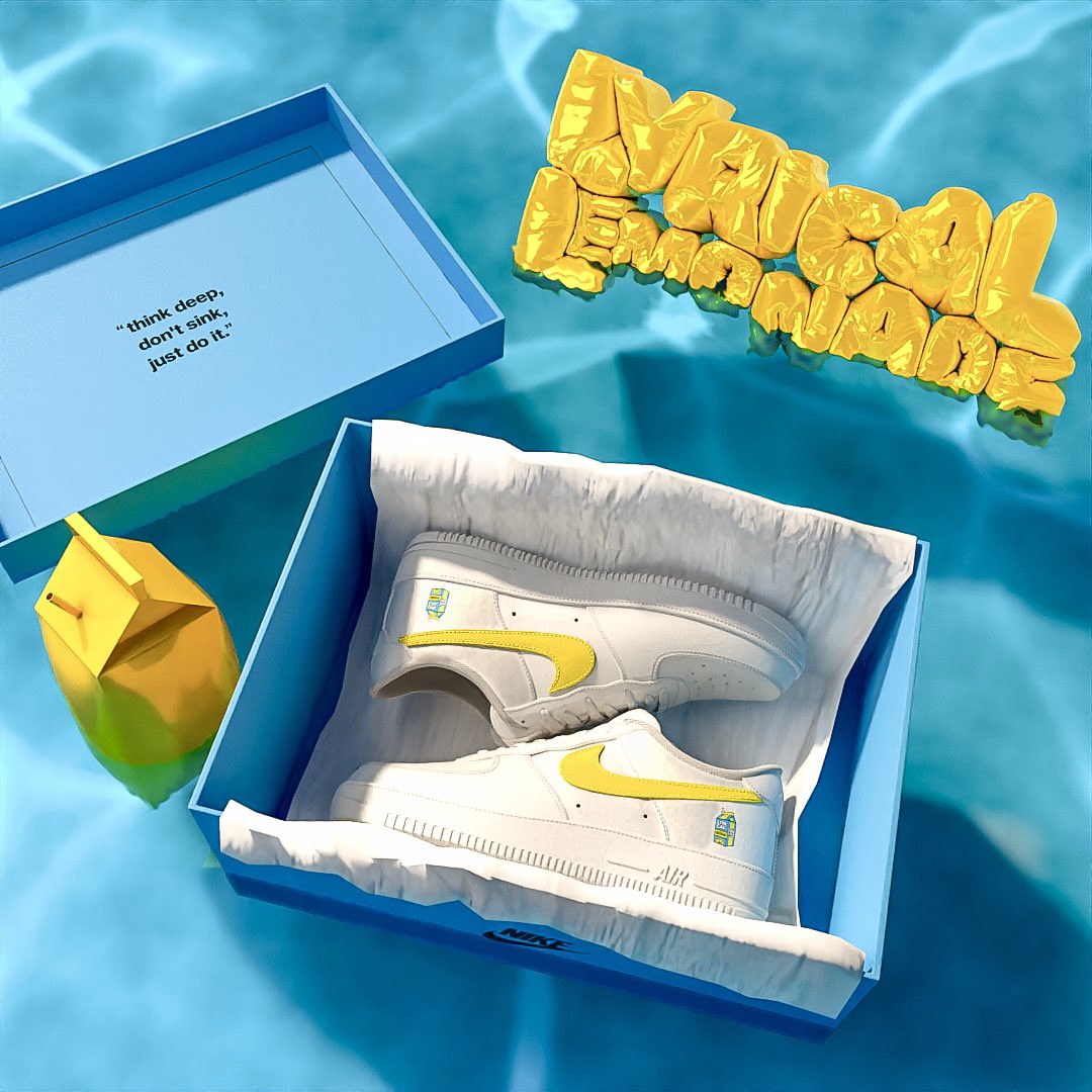 zacmarcuss's tweet photo. Created the beautiful Lyrical Lemonade AF1’s in blender, learning a ton about product animation, sound design, and texturing. @_ColeBennett_ @LyricaLemonade would love to get in touch🙇🏼‍♂️🍋 https://t.co/WZLqgVKO1b