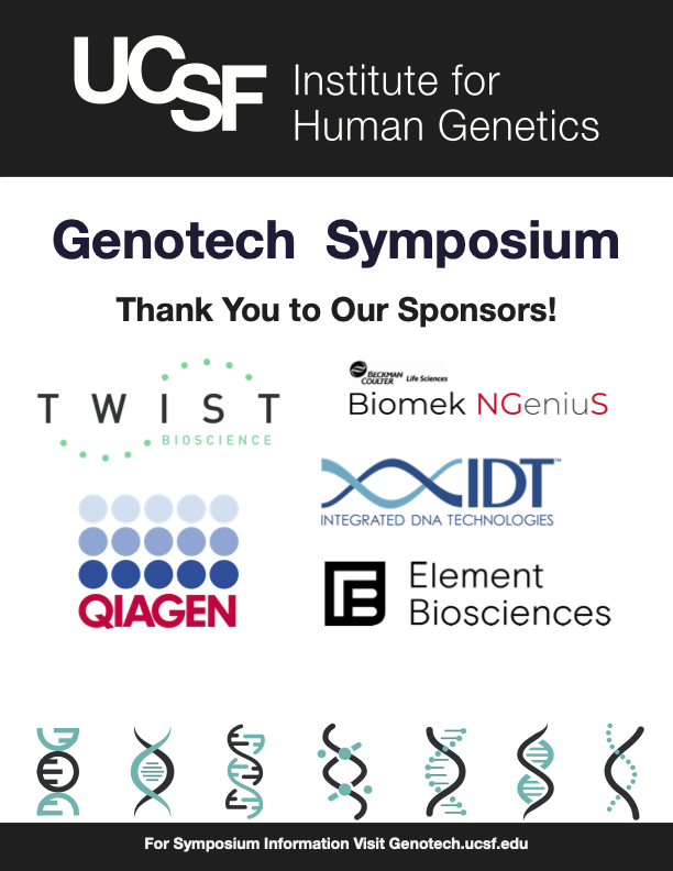 IHG_at_UCSF's tweet photo. The IHG at UCSF Genotech Symposium on Sept. 29th 2022, at Genentech Hall, UCSF Mission Bay Campus is almost here! We look forward to seeing everyone there and would especially like to thank our incredible sponsors! #BeckmanCoulter #ElementBiosciences #IDT #Qiagen #TwistBioscience https://t.co/6c2dtz9aNt