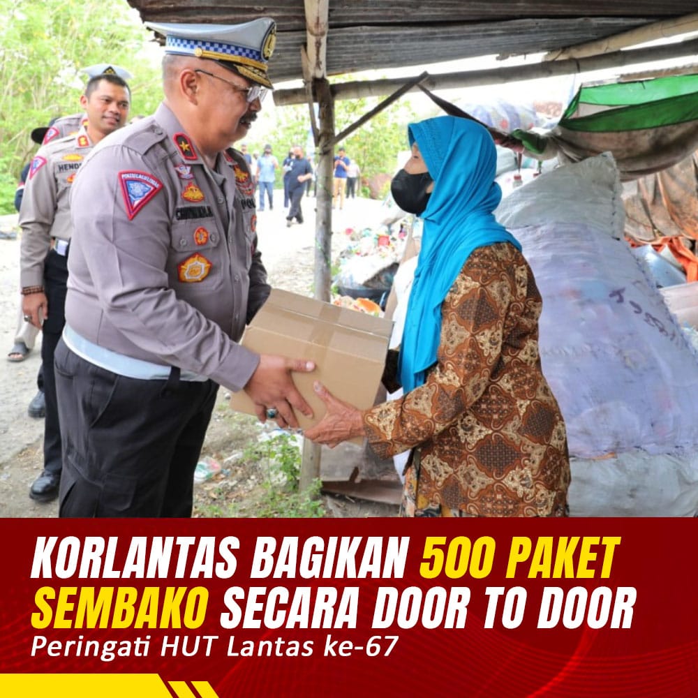 Korlantas bagilan 500 paket sembako door to door
#HumanisMelayani
Wujud Kepedulian Bersama