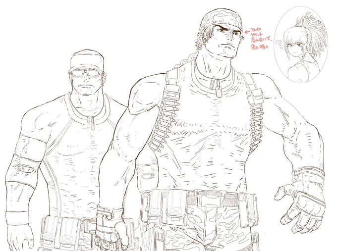 まだwip。色は付けるけどいつできるか🫠 #kof #ラルフ #クラーク 