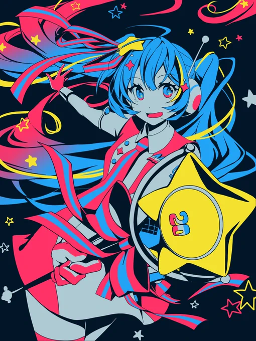 月水金に5色でミクさんを描いてくシリーズ 20#初音ミク #HatsuneMiku魔法を信じていた 