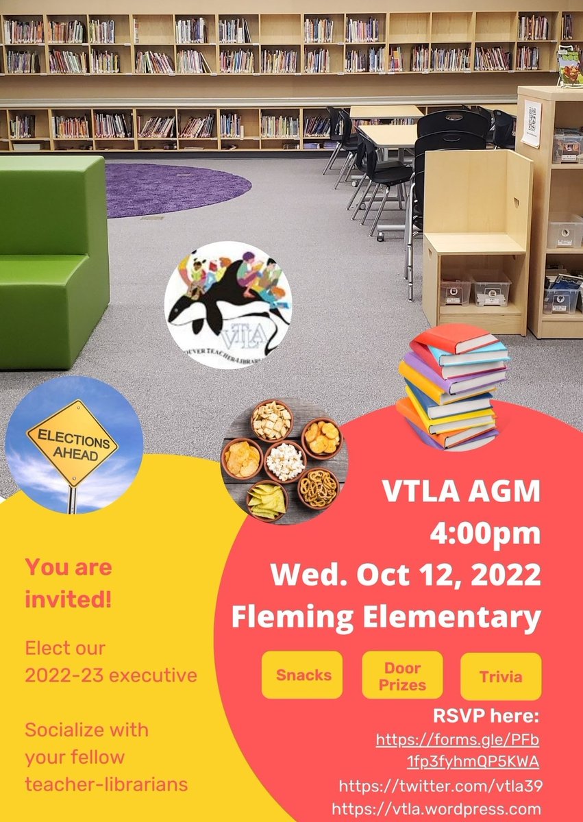 The VTLA will hold our hybrid AGM at @flemingVSB and on Zoom at 4:00pm on Wednesday, October 12th. We are looking for TLs to join our executive. Have you RSVP'd yet? forms.gle/PFb1fp3fyhmQP5… See you there! #vtla39 @bctla
