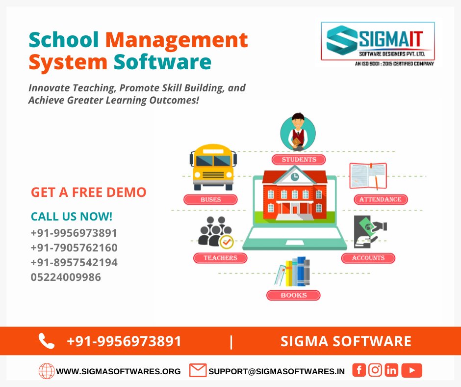 Innovate Teaching, Promote Skill Building, and Achieve Greater Learning Outcomes with our School Management System
📞 Call: 9956973891
🌎 Web: bit.ly/388bP0J
#erpsoftware #erpsystem #schoolerp #collegeerp #schoolmanagementsystem #schoolmanagementsoftware #SigmaITSoftware