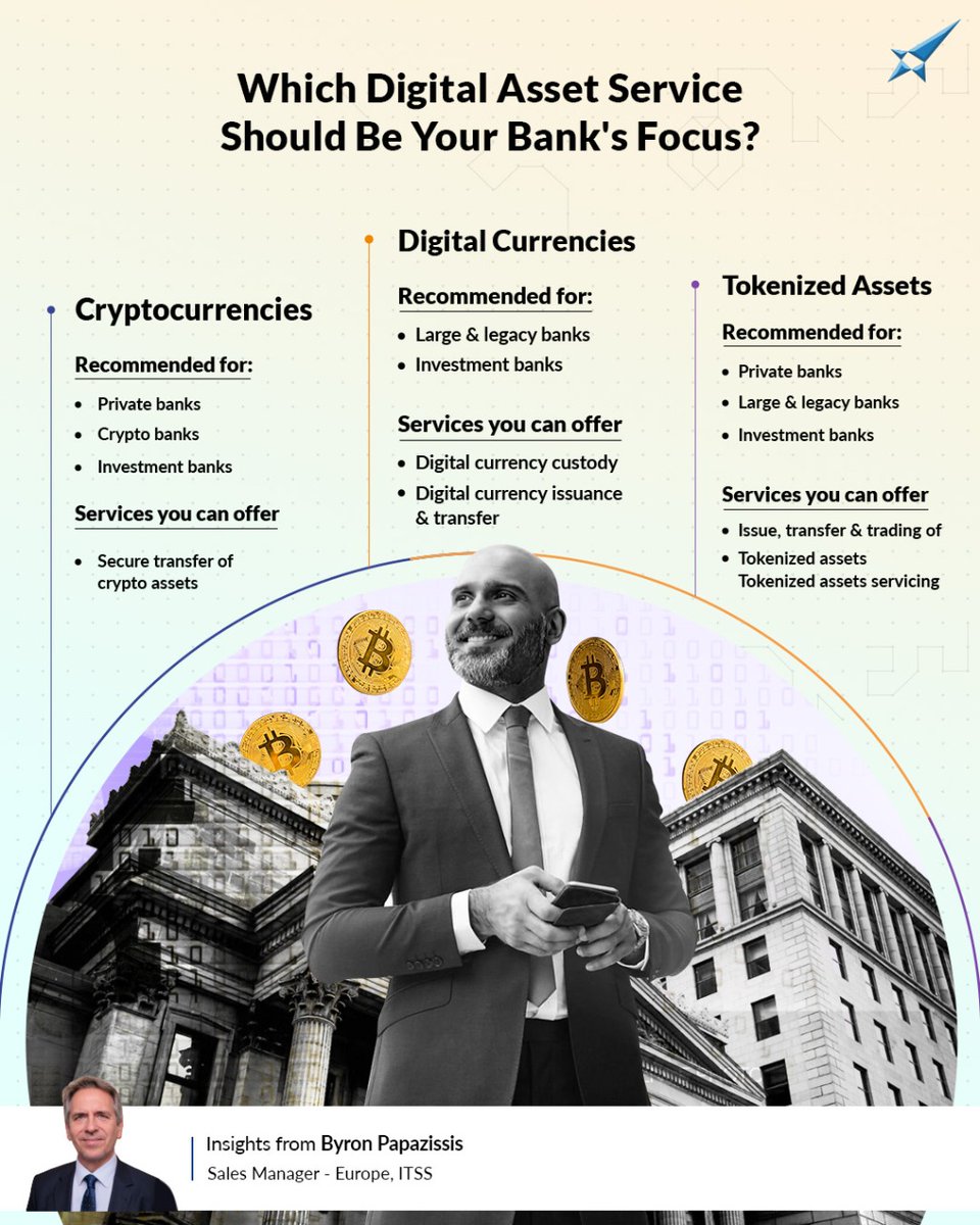 TeamITSS's tweet photo. On the cusp of beginning your #DigitalAssets journey?

1⃣ Discover a portfolio that should be your bank's prime focus.
2⃣ Partner with #ITSSGlobal &amp; start integrating #digitalassets.

Talk to our #digitalassetsexperts in the comments.

#Taurus #ITSSxTaurus #bankingtrends #fintech https://t.co/EA5MHgEzvG