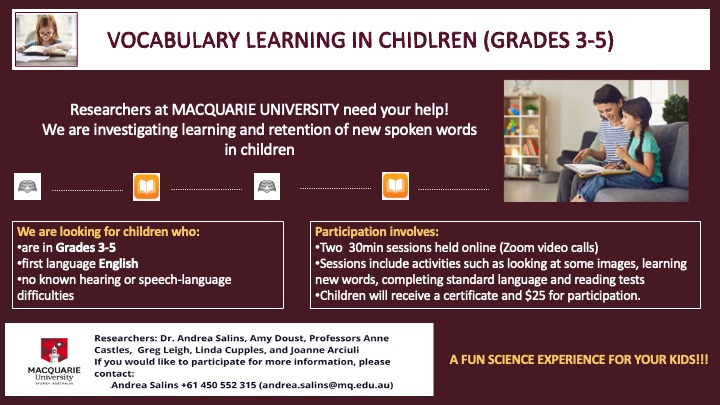 MQCReading's tweet image. MQCR researcher @SalinsAndrea is also looking for typically developing children in Grades 3-5 in 2022 to participate in a new study. Children receive a $25 e-voucher for their participation. Please see the flyer below.