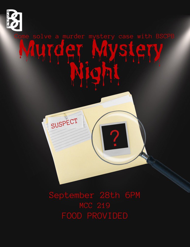 What's the next BSCPB move? Murder Mystery Night! Let's solve a case together 🕵🏽‍♀️ Can't wait to see you this Wednesday 9/28 at 6pm!