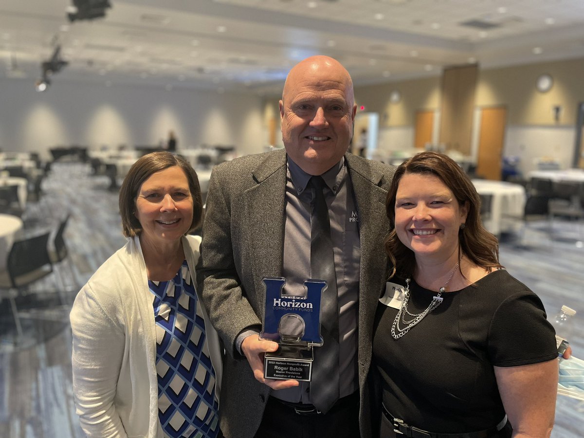 MasterProvision's tweet photo. Our very own @RogerBabik was honored by @HorizonCFNKY today with the large non-profit Executive of the Year Award. Joined here by his wife, Tanya, and our Development Director, Megan Jackson. Congrats, prez!!! https://t.co/wZ3sL4kymp