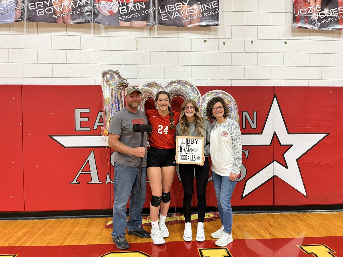 EastClintonAD's tweet image. Libby Evanshine hits the 1,000 kills milestone tonight. Congratulations Libby, the hard work has paid off. What an individual accomplishment with a whole team effort. @wnjsports @photolizard