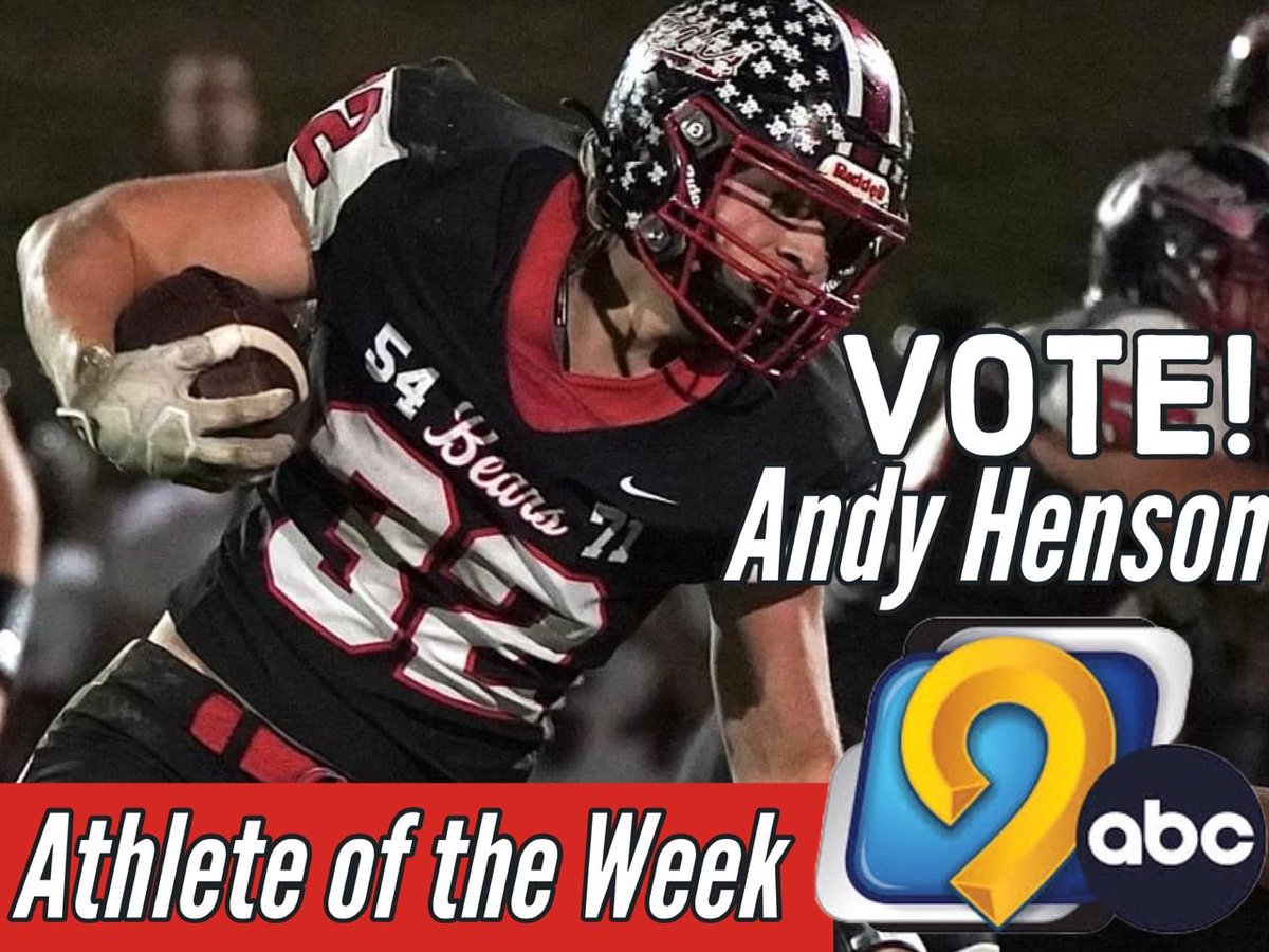 West Branch Football (@wbbearsfootball) on Twitter photo Andy Henson has been nominated for this week’s <a href="/KCRG_Sports/">KCRG Sports</a> Athlete of the Week! Vote for Andy on all of your devices through mid-day Thursday: kcrg.com Andy Henson has been nominated for this week’s <a href="/KCRG_Sports/">KCRG Sports</a> Athlete of the Week! Vote for Andy on all of your devices through mid-day Thursday: kcrg.com