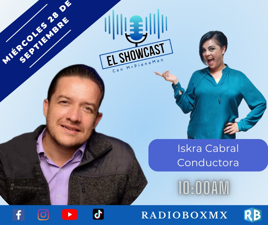 Radioboxmx's tweet photo. 🎙️ Iskra Cabral✨ en #ElShowcast con @mrPIIANOmen

🫧 Mañana 10:00 am 

No te lo pierdas 😉👌 

Solo por @Radioboxmx https://t.co/p4HRUXFLEL