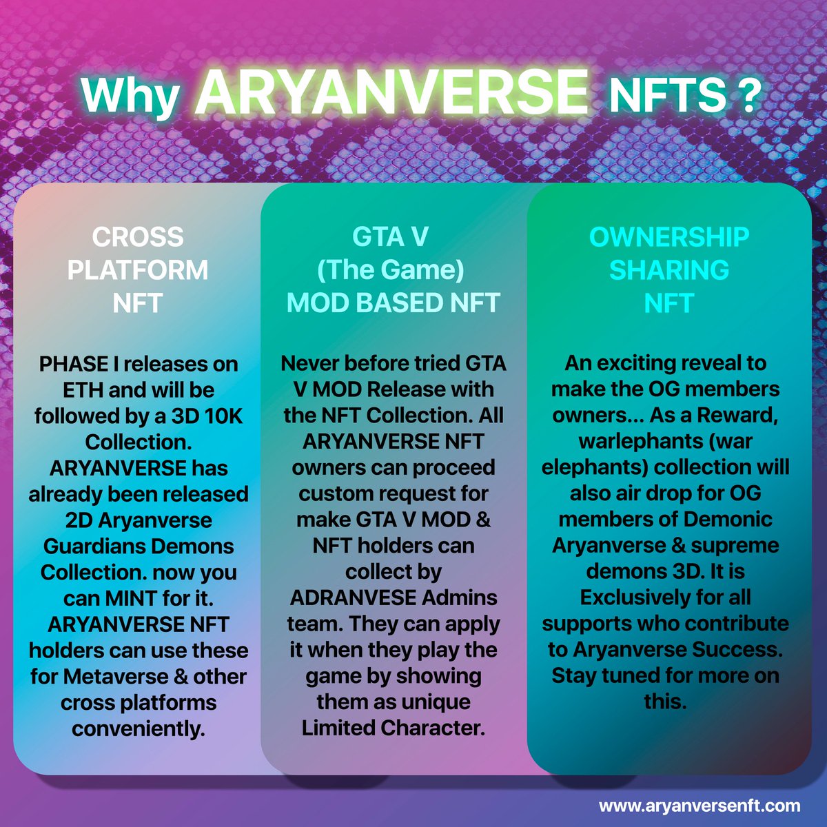 Calvingomaz's tweet photo. ARYANVERSE is NOT just a NFT. it is Beyond.

See more : https://t.co/tcPDlp1N1P
Mints : https://t.co/yPSP08RrrE 
Open Sea : https://t.co/X8CYUrjWc7

#nfts #nft #nftart #nftcommunity #nftcollector  #digitalart #cryptoart #eth #opensea #cryptocurrency #MintingNow #FreeMint https://t.co/ygtyA48sFJ