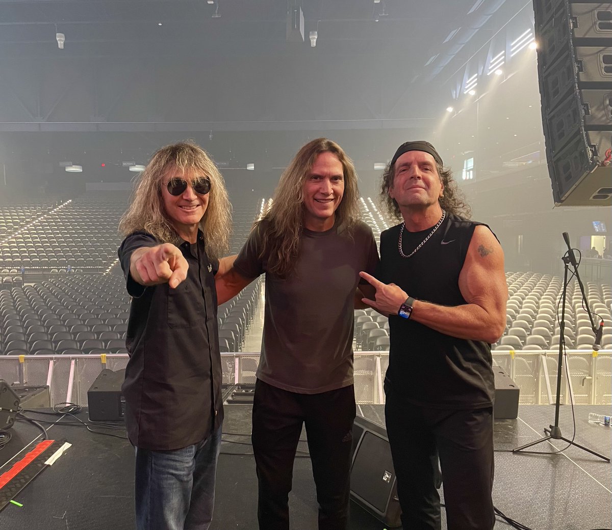 From our show in San Antonio last Saturday at the Tech Port Arena… those full circles keep on circling! That’s old friends Ken Mary on the left, and Blas Elias in the center. Two monster drummers, no doubt!