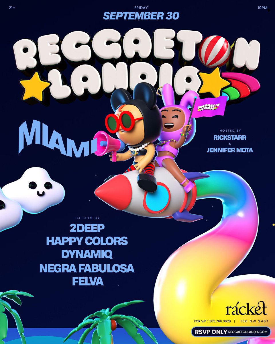 2DEEPMUSICA (@2deepmusica) on Twitter photo MIAMI this Friday <a href="/reggaetonlandia/">Reggaetonlandia ⭐️</a> <a href="/DJHappyColors/">Happy Colors</a> <a href="/DjDYNAMIQ/">Dj Dynamiq</a> @negrafabulosa <a href="/DimeloFelva/">Felva</a> <a href="/Rickstarrbaby/">Rickstarr 🇩🇴</a> <a href="/jennifermotaval/">Jenni Mota</a> <a href="/racketwynwood/">rácket</a> 💫🌈⭐️ MIAMI this Friday <a href="/reggaetonlandia/">Reggaetonlandia ⭐️</a> <a href="/DJHappyColors/">Happy Colors</a> <a href="/DjDYNAMIQ/">Dj Dynamiq</a> @negrafabulosa <a href="/DimeloFelva/">Felva</a> <a href="/Rickstarrbaby/">Rickstarr 🇩🇴</a> <a href="/jennifermotaval/">Jenni Mota</a> <a href="/racketwynwood/">rácket</a> 💫🌈⭐️