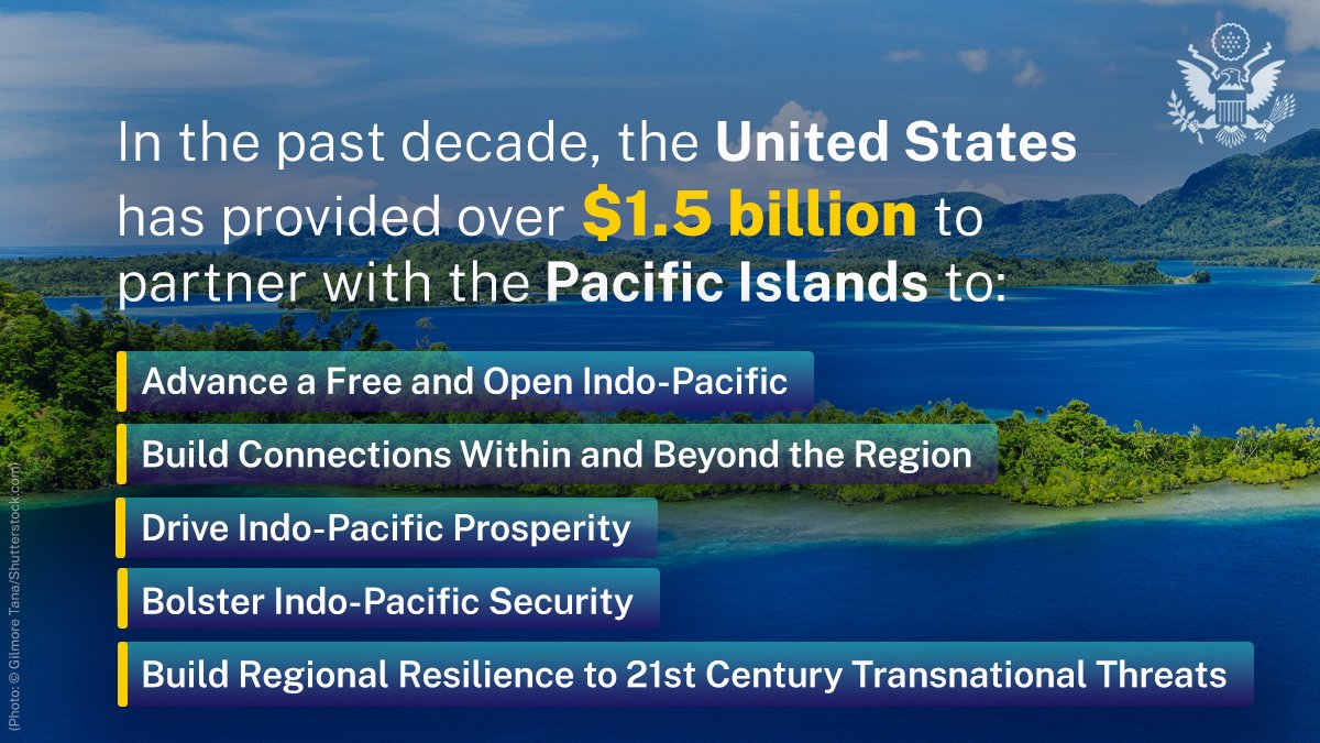 We will continue to partner with Pacific Island Countries & territories on their most pressing challenges, including economic & environmental resilience, water & food security, health security, maritime domain awareness & strengthening democratic institutions & good governance.