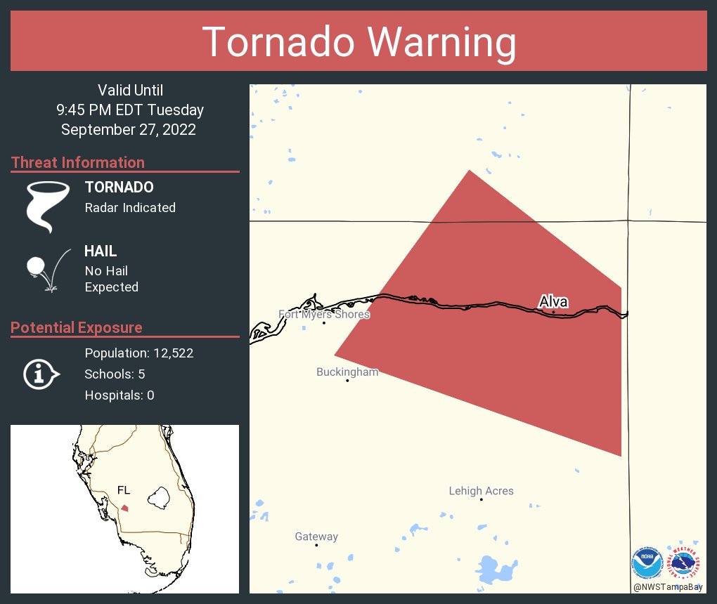 NWS Tampa Bay on Twitter "Tornado Warning including Alva FL until 945