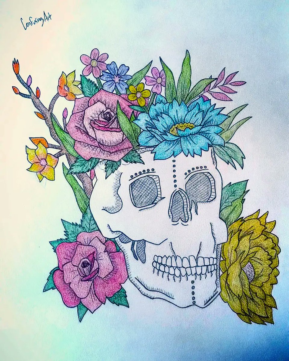 ArtConfusing's tweet image. &quot;💀🌺🥀Life &amp;amp; Death🥀🌺💀&quot;
#confusingart #new #art #design #lifeanddeath #life #death #skull #flowers #roses #myart #artist #ArtistOnTwitter #foryou #fyp #FYP #darkart #darkartist #macabre #macabreart #tattoo #tattooart #drawing #ArtOfTheDay #nyc #NycArt #ArtLovers #fypシ