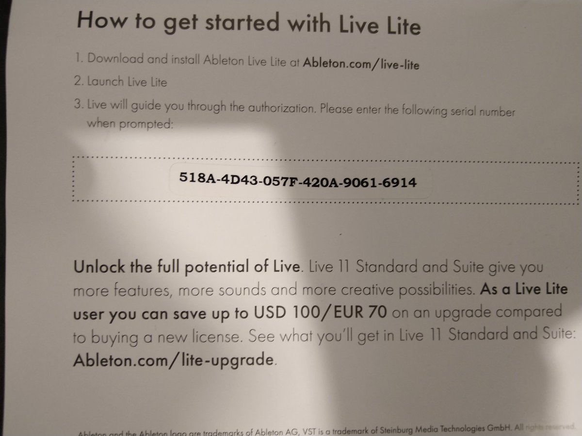 phazoncavalier's tweet photo. I already have Ableton Standard so if anyone wants Ableton Live Lite, here's a working code.
#AbletonLiveLite #AbletonLive https://t.co/rq213R0Lz2
