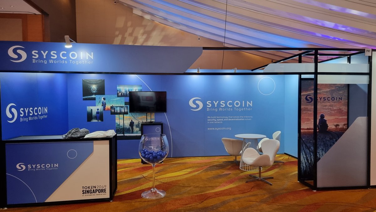 Move up to visit the #Syscoin team at #TOKEN2049!

Booth 𝗣𝟰𝟭

⚡️#rollups secured by Bitcoin's network 🔐
➕ecosystem opportunities
➕a total reinvention of #DAO that preserves sovereignty, and more

We look forward to interesting discussions!

$SYS