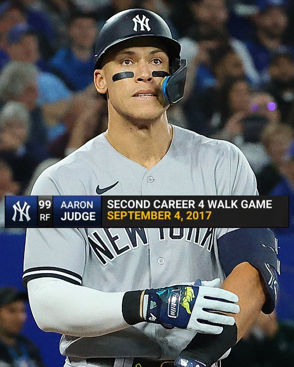 SportsCenter's tweet photo. Aaron Judge vs. the Blue Jays:
⚾ 0-for-1
⚾ 4 Walks https://t.co/b8KiaNSr0G