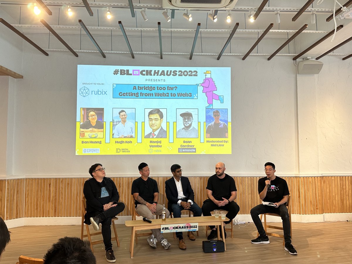 "A Bridge Too Far? Getting from Web2 to Web3" marked the final panel of #Blockhaus2022... but not the end of #Blockhaus2022! See y'all at The Haus Party tonight from 730 👇

<a href="/manoj_vembu/">Manoj Vembu</a>
<a href="/GreyOgreSG/">Grey Ogre Games</a>
<a href="/RubixChain/">Rubix</a>
@Seanogardner
<a href="/emanateofficial/">EmanateOfficial</a>
<a href="/hughkoh/">HughPMC</a>
<a href="/digithreads/">DigiThreads Sol.</a>
@pestlemortarSEA