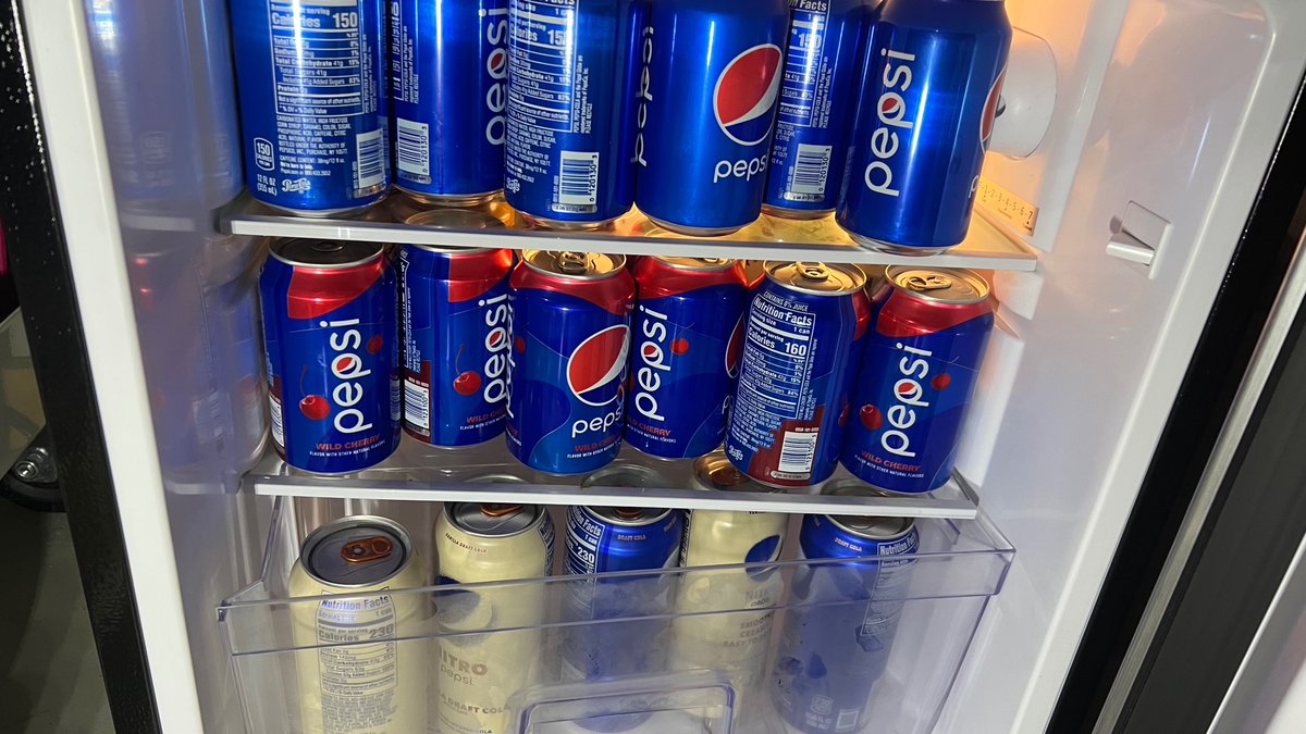 Purple_cook's tweet photo. @pepsi I’ve got a mini fridge filled with Pepsi because it’s my favorite drink, would love to try a flavor based on one of my favorite desserts!  #PepsiSmores #Sweepstakes https://t.co/CTfTGr2HBc