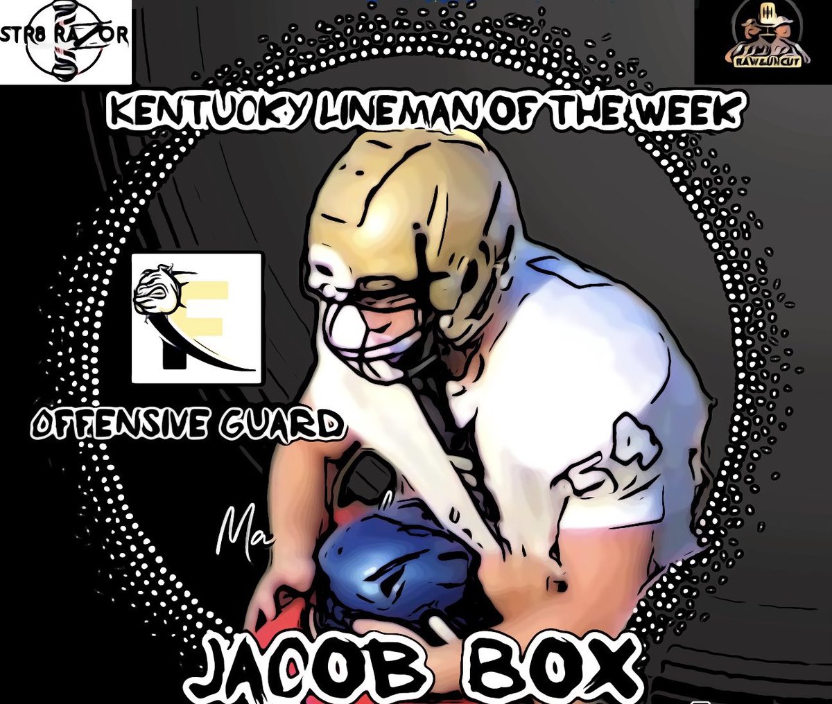 54SportsNetwork's tweet photo. Thanks for voting ……Congratulations to our Ky Lineman of the Week sponsored Str8 Razor Barbershop …. Jacob Box @JacobBox6 !! Smash mouth football!!! @FHS_Dawgs_FB @FHS_Dawgs_FB https://t.co/kp3kuxwBkM