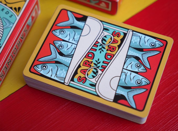 SquiddleInk's tweet photo. Sardines Playing Cards: New kickstarter coming soon

#playingcards #playingcarddesign #cardistry #poker https://t.co/wX1CGrvJJZ