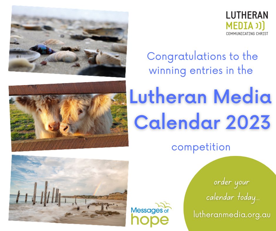 lutheranmedia's tweet photo. Wow what a year 2023 is going to be! Here's the winning images for our Lutheran Media Calendar 2023 Competition. You can order your 2023 Calendar at https://t.co/fLeSCW3JMx
or call 1800 353 350.
#luthmedia #calendar #inspiringimages #hope https://t.co/fj0N5Nv0Gz