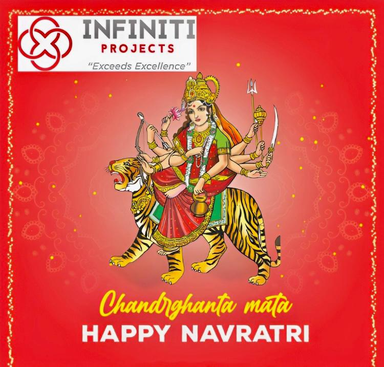 InfinitiProjcts's tweet photo. May Chandrghanta Mata bless you with her 9 strong traits on this Navaratri and you prosper in life like a brightening star. Happy Navratri! #haapynavratri https://t.co/3xHU2iGg20
