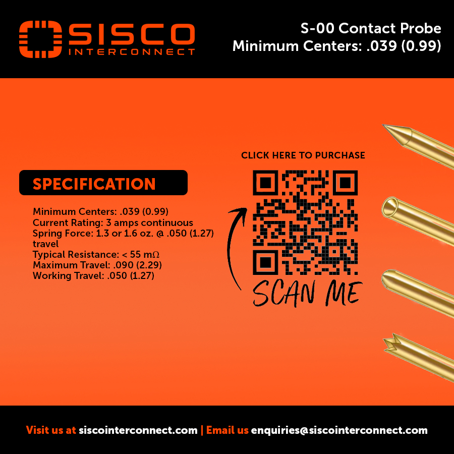 siscointercon's tweet photo. S-00 Contact Probe
✓ Reliable Quality
✓ Worldwide Delivery
✓ Secure Transaction
For any questions, drop us an email at
enquiries@siscointerconnect.com
#engineering #supplier #electroniccomponents #semiconductor #components #interconnect #technology #contactprobe https://t.co/WHvtW9OQ6D