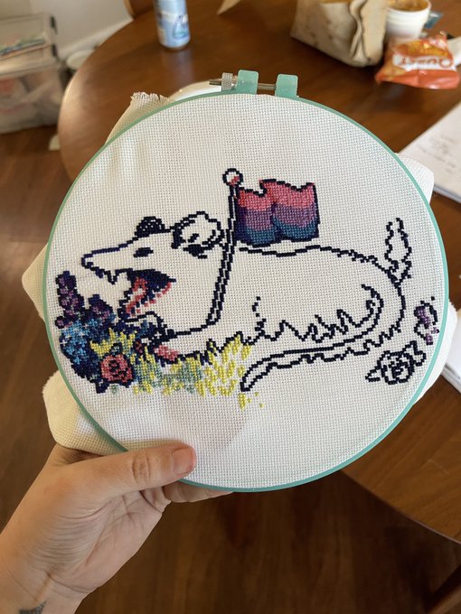 Been working on tackling some big mental health stuff and also getting back into cross stitching this
