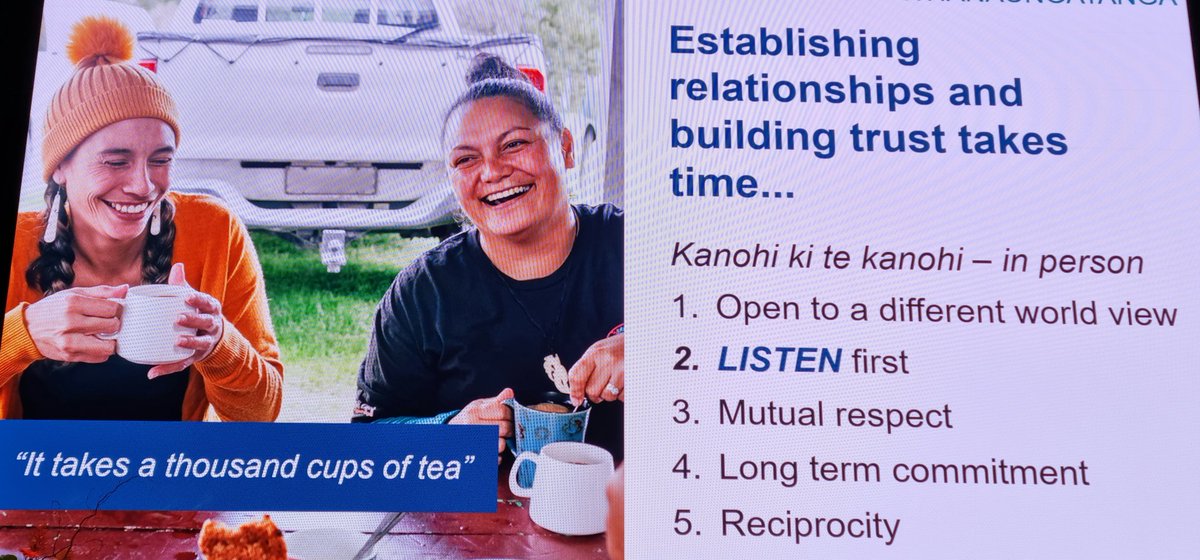 These key guidelines for working with Maori presented at the #arsc2022 Conference ring true as important reminders for successful work &amp; personal #interactions with anyone #relationships #trust #activelistening #respect are integral.