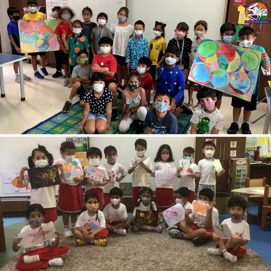 TBS_Delhi's tweet photo. Clothes, bags, socks and hair bands in a riot of colours quite literally dotted our corridors last week for International Dot Day – a day to celebrate The Dot by @peterhreynolds and its message about reflecting, risk taking and believing in oneself. Super fun! https://t.co/xzogbdWYh9
