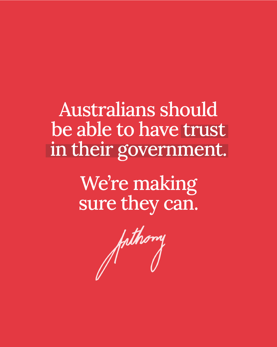 Australians have had good reason to lose trust in government over the last decade. You put your trust in us to restore integrity in politics. This is why we’re creating a powerful, transparent and independent National Anti-Corruption Commission. #auspol #ICAC