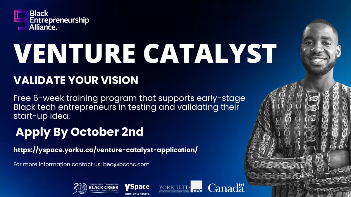 Are you trying to be a Black Tech Entrepreneur? Abode Community Service Centre is hosting a 6-weeks training program that supports early-stage Black tech Entrepreneurs.

It's Free!!!

Apply by October 2nd!!