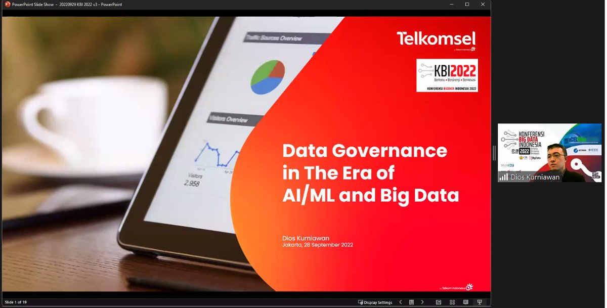 idBigData's tweet photo. Selanjutnya ada mas Dios Kurniawan dari Telkomsel dengan tajuk "Data Governance di Era AI dan Big Data".

#KonferensiBigDataIndonesia2022 #KBI2022 #idBigdata #BigData https://t.co/IQEShNRe0n