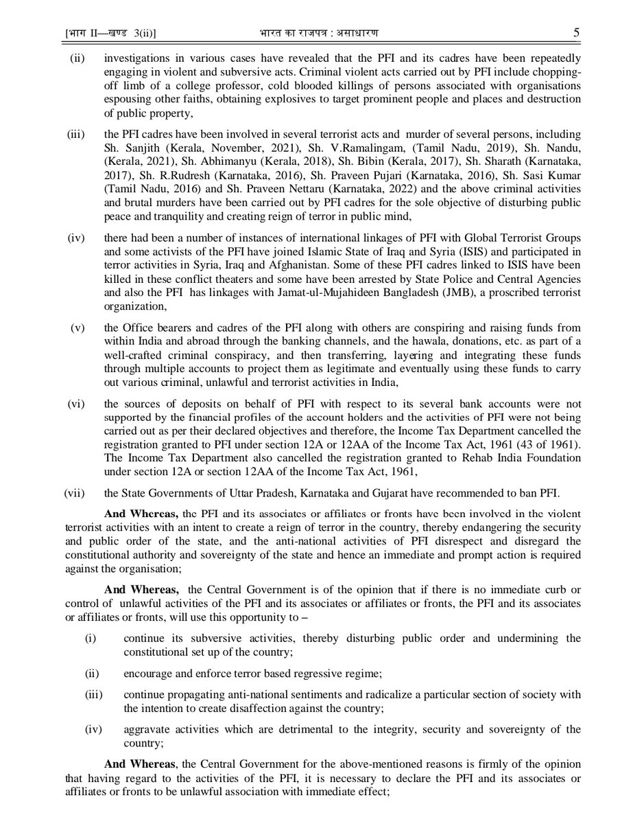 path2shah's tweet photo. Govt of India has declared #PFI ,#CFI, #RIF, #AIIC , #NCHRO ,#NWF,JF ,#EIF and RF Kerala as an unlawful association for a period of five years.. @PFIOfficial @sdpofindia @CampusFrontInd https://t.co/grKN2VRcWK