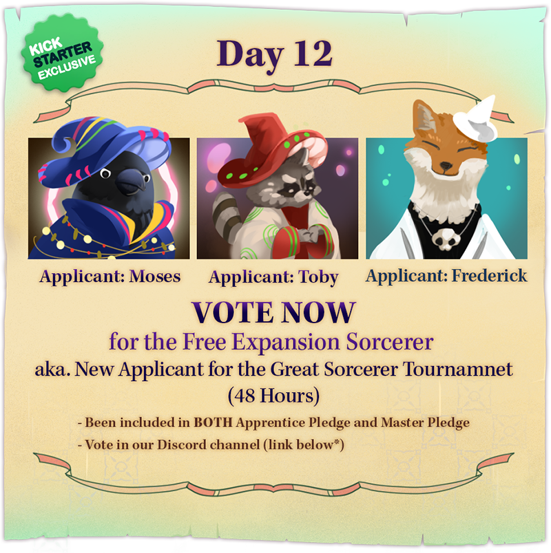 headblownhk's tweet photo. For Day 12 we've prepared a BIG goal - a NEW sorcerer to the game! Go to our KS page and Discord for the background story of each applicant🧐
KS: https://t.co/y1jVfAXda9
Discord:
https://t.co/E8vA8hhCKb

#kickstarter #boardgames #stretchgoals #indiegame #gamedev #gamdesign https://t.co/mJm5H1SI2K