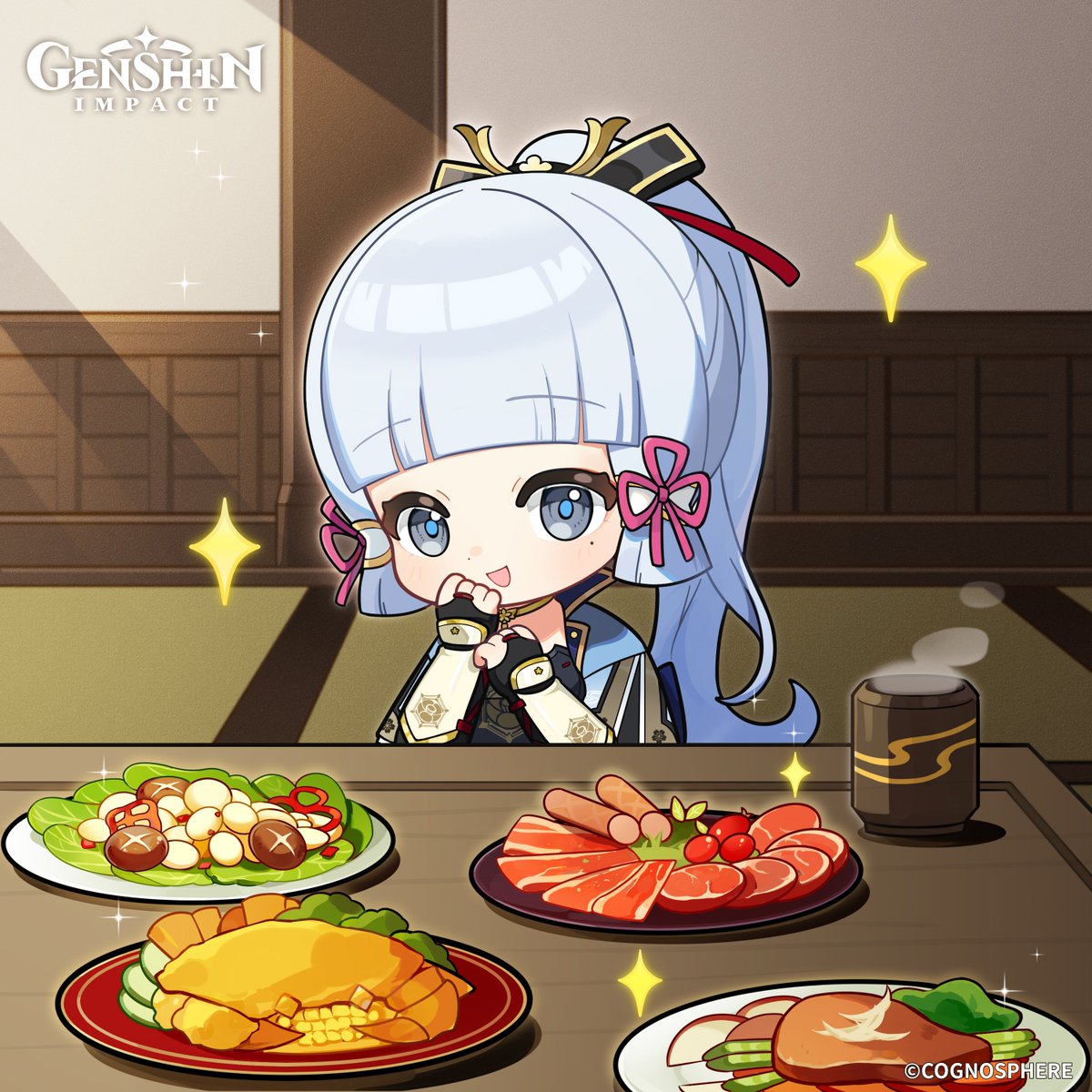 GenshinImpact's tweet image. Happy Birthday, Kamisato Ayaka!

"These dishes... are they all from other nations?"
"Thank you, Traveler. This truly makes me happy."

#GenshinImpact #KamisatoAyaka
