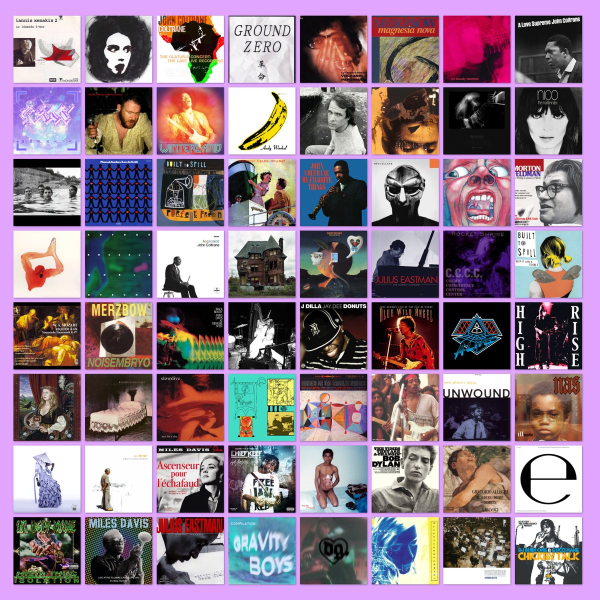 top 64 very rough order 10s end at love in us all. the whole 3rd and 4th row are very close to 10s. 

pick a fav row or column