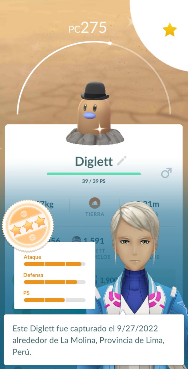 Otabek_Altin_19's tweet image. El #shiny del día es este elegante #Diglet #ShinyPokemon sacado de misión por la semana de la moda en #PokemonGO.