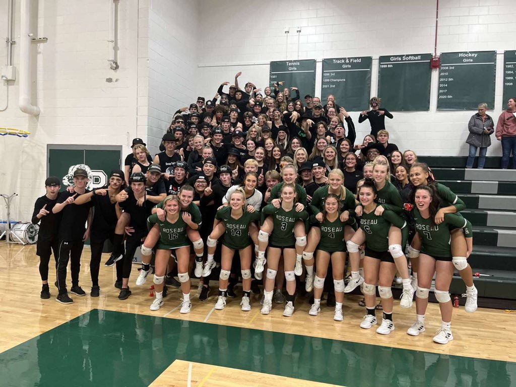 SquadRhs's tweet photo. The girls dominated Warroad in all 3 games tonight and completed the sweep! Great showing from the squad and the ladies. Next game is on Thursday vs. KCC @ 7:30. The theme is HAWAIIAN. #skolrams https://t.co/UTJfwVJ60g